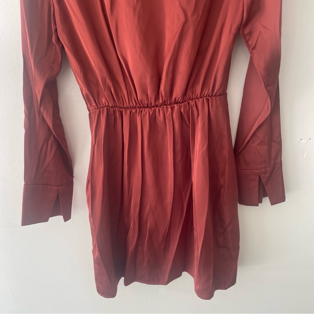 Abercrombie & Fitch Rust Red Long Sleeve Faux Wrap Mini Dress 27081 - Picture 7 of 10